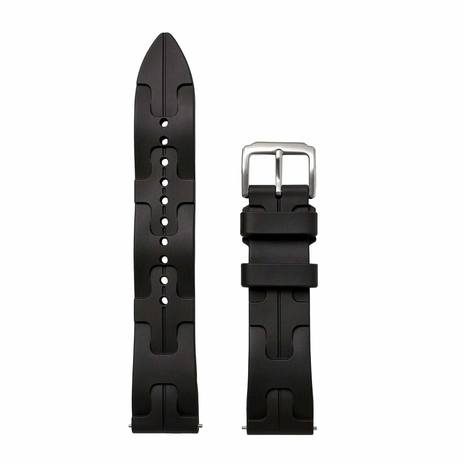 Black interchangeable watch strap for Daniel Gorman DG0120, showcasing a modular design for easy customization.