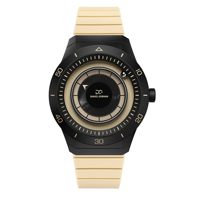 Daniel Gorman Sparkling Galaxy Series Quartz Gravity 2077 watch featuring a cosmic galaxy-inspired design with futuristic aesthetics.