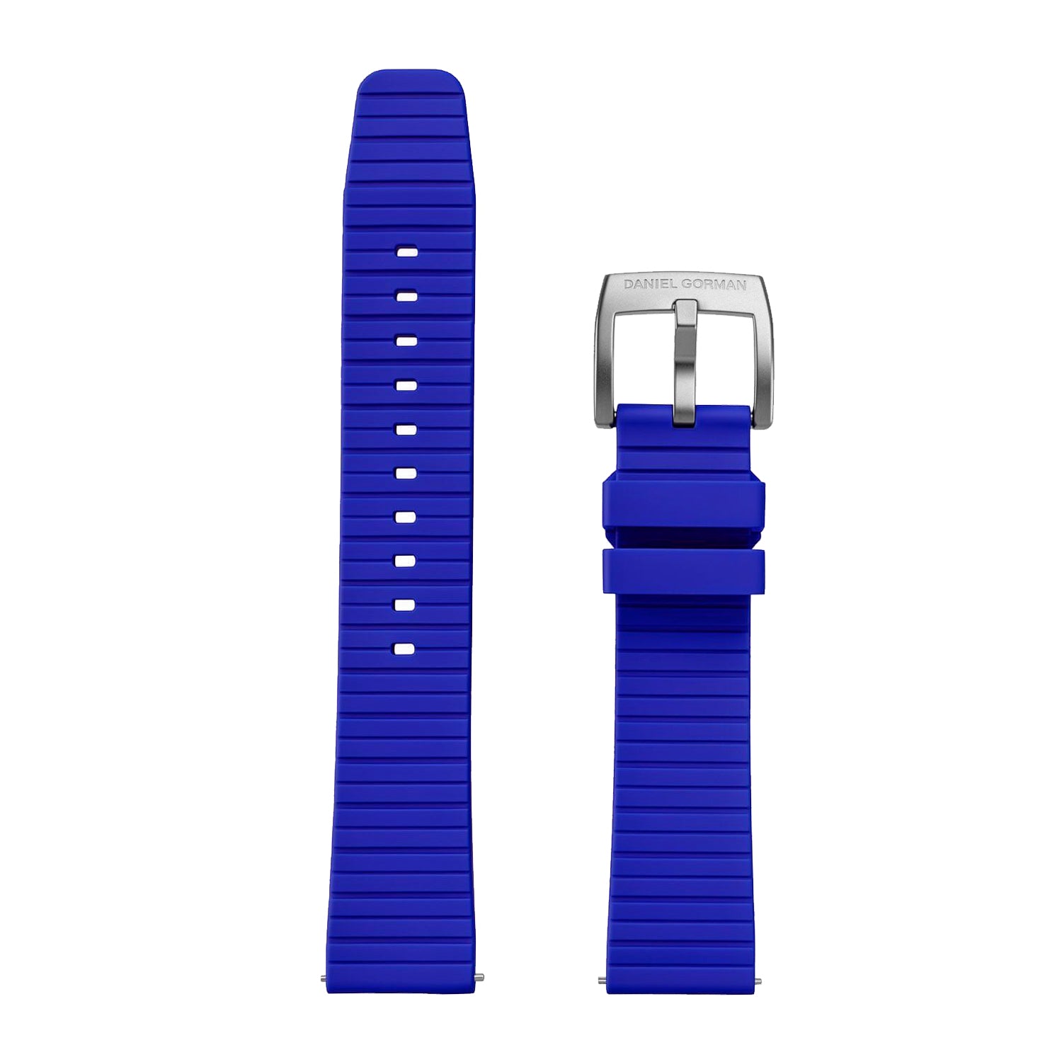 Blue interchangeable watch strap for Daniel Gorman DG0132, highlighting customizable design and versatile styling options.