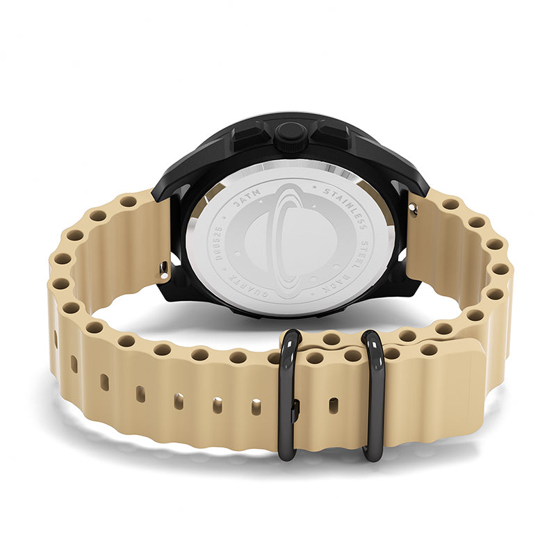 Case back view of Daniel Gorman Planet Series watch showcasing precision craftsmanship and construction details.