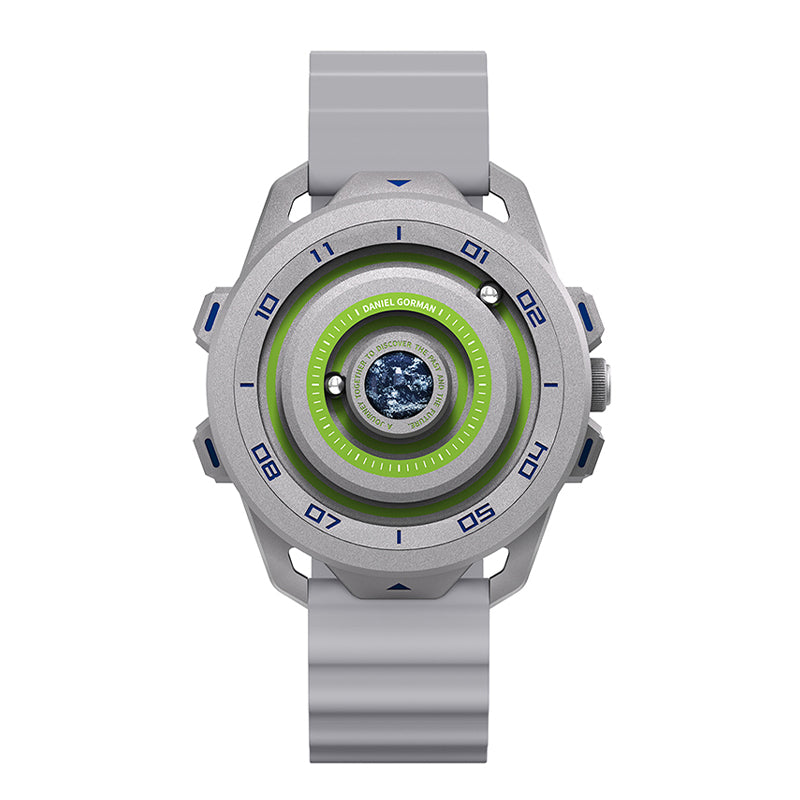Daniel Gorman Planet Series Quartz Gravity watch featuring orbital lume design and futuristic planetary-inspired aesthetics.