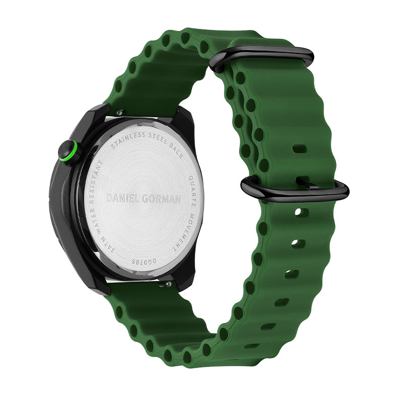 Daniel Gorman dual sphere magnetic watch with open dial design, featuring a futuristic aesthetic and available in multiple color variations.