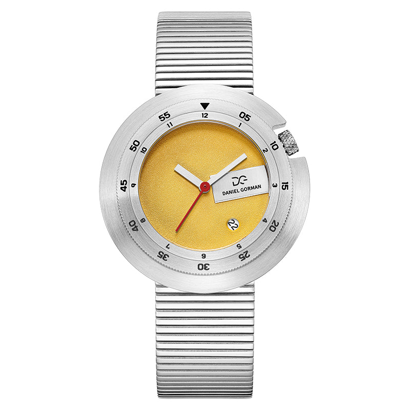 Daniel Gorman Grit Geometry Milan quartz watch featuring a minimalist geometric design with interchangeable dial system and refined modern aesthetics.