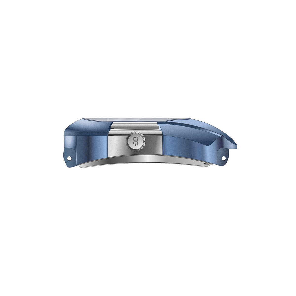 Daniel Gorman Polar Series Greenland.UU blue watch side profile showing case details