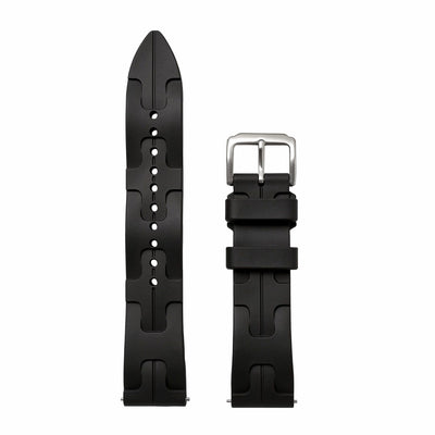 Black interchangeable watch strap for Daniel Gorman DG0120, showcasing a modular design for easy customization.