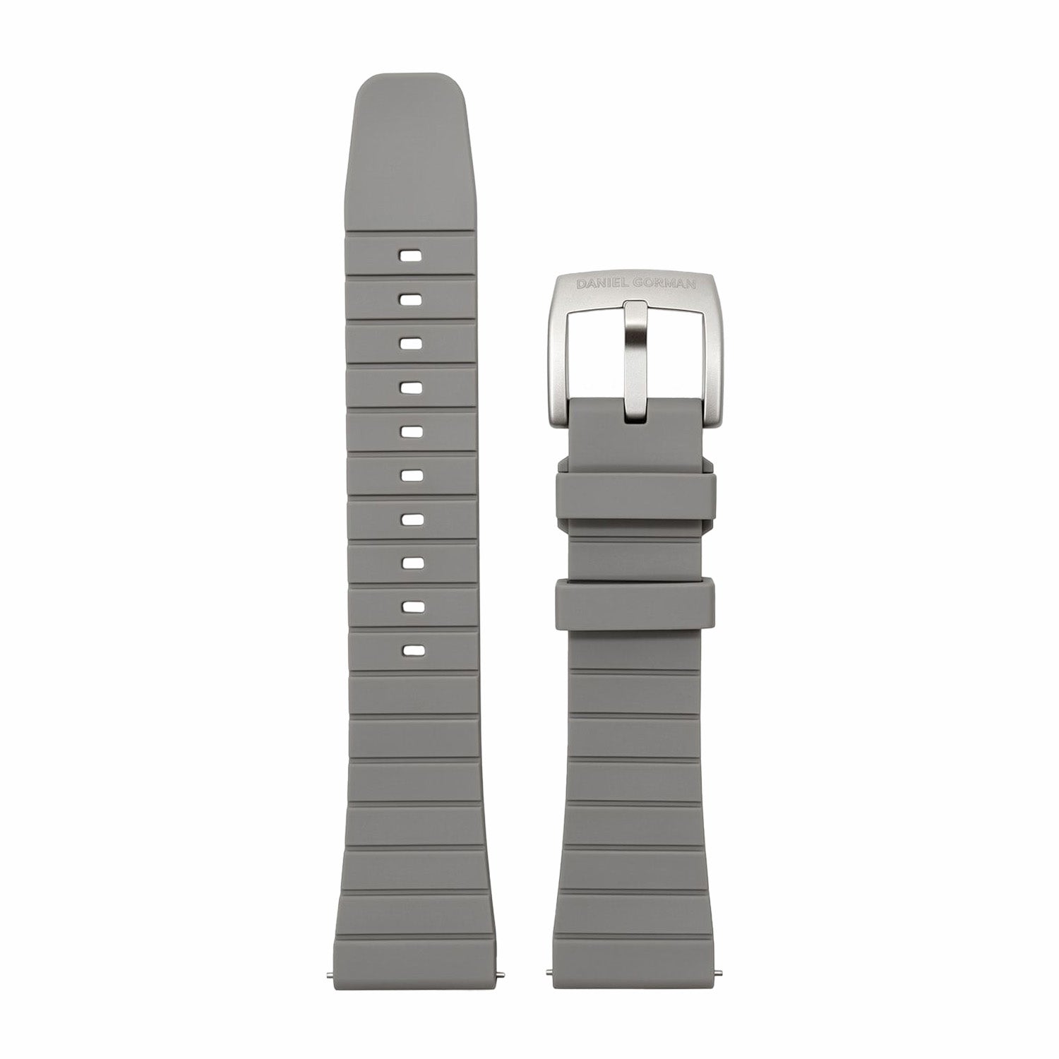 Gray interchangeable watch strap for Daniel Gorman DG0131, showcasing a modular design for easy customization.