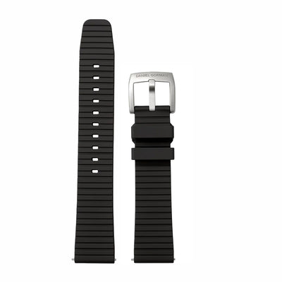 Black-Silver buckle interchangeable watch strap for Daniel Gorman DG0132, showcasing a modular design for easy customization.