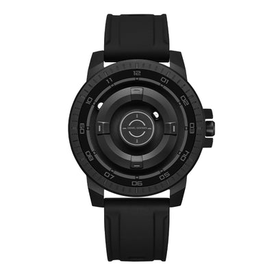 Daniel Gorman Dual Sphere Magnetic Open Dial watch front view featuring a futuristic dual sphere design and open dial structure.