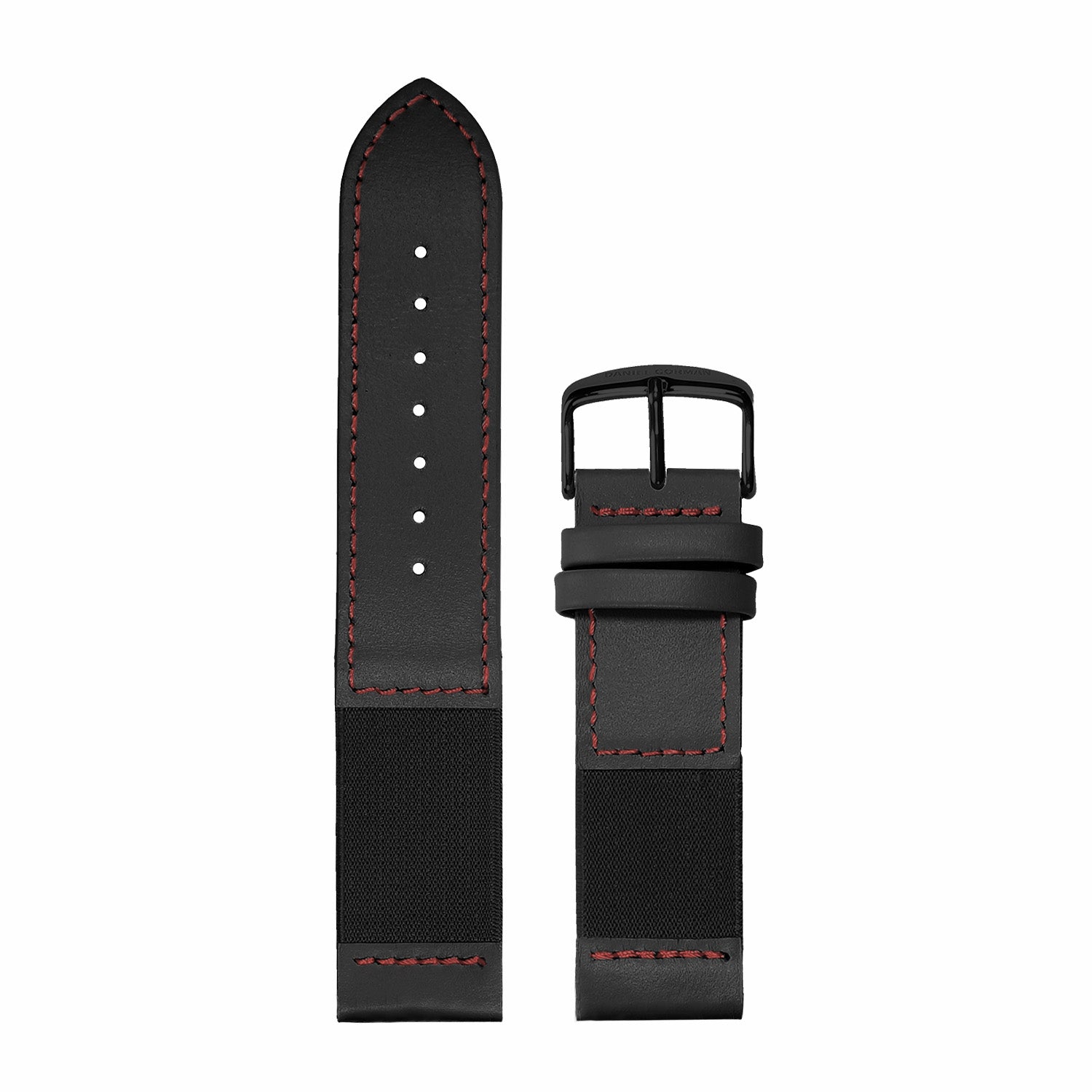 Red stitching interchangeable watch strap for Daniel Gorman DGY000, showcasing a modular design for easy customization.