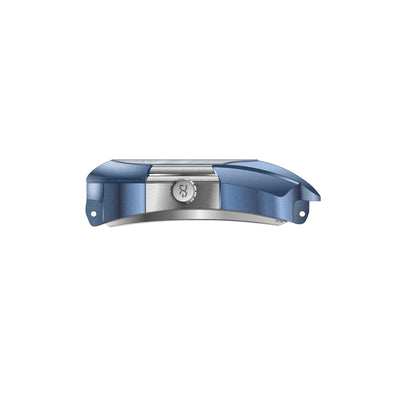 Daniel Gorman Polar Series Greenland.UU blue watch side profile showing case details